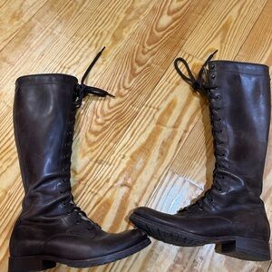 Frye Brown Lace-Up Knee-High Boots 7.5